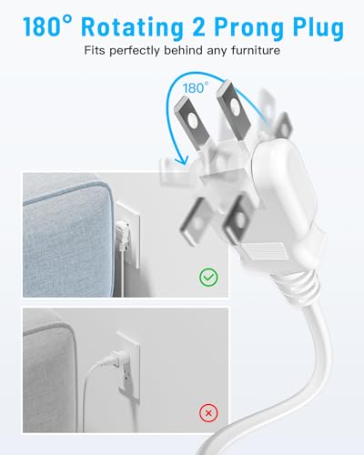 10FT 2 Prong Power Strip, Yozisital 2 Prong to 3 Prong Outlet Adapter, Flat Extension Cord, Charging Station with Rotating Plug, 6 Outlets 4 USB(2... 10FT 2 Prong Power Strip, Yozisital 2 Prong to 3 Prong Outlet Adapter, Flat Extension Cord, Charging Station with Rotating Plug, 6 Outlets 4 USB(2...