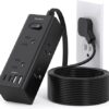 10Ft Extension Cord with Multiple Outlets, Flat Plug Power Strip Surge Protector with 10 Ft Long Cord, 6 Outlet 3 USB Ports (2 USB C), Multi Outlet...