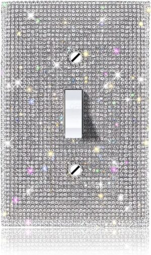 (1PCS) Bling Silver Rhinestone Light Switch Cover Shiny Crystal Sparkle Wall Plate Cover (1PCS) Bling Silver Rhinestone Light Switch Cover Shiny Crystal Sparkle Wall Plate Cover