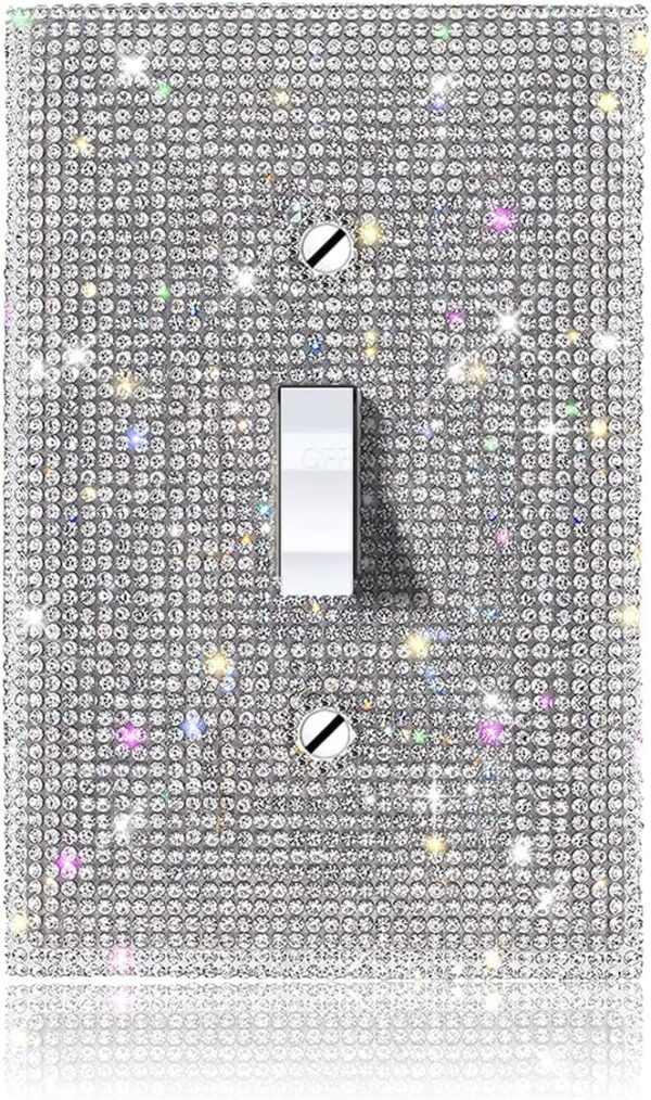 (1PCS) Bling Silver Rhinestone Light Switch Cover Shiny Crystal Sparkle Wall Plate Cover