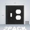 2-Pack Combo Toggle/Duplex Light Switch Cover Plate, Black Metal Wall Outlet Cover Plate, Decorative Beaded Wall Socket Receptacle Cover for... 2-Pack Combo Toggle/Duplex Light Switch Cover Plate, Black Metal Wall Outlet Cover Plate, Decorative Beaded Wall Socket Receptacle Cover for...