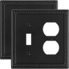 2-Pack Combo Toggle/Duplex Light Switch Cover Plate, Black Metal Wall Outlet Cover Plate, Decorative Beaded Wall Socket Receptacle Cover for... 2-Pack Combo Toggle/Duplex Light Switch Cover Plate, Black Metal Wall Outlet Cover Plate, Decorative Beaded Wall Socket Receptacle Cover for...