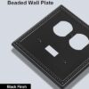 2-Pack Combo Toggle/Duplex Light Switch Cover Plate, Black Metal Wall Outlet Cover Plate, Decorative Beaded Wall Socket Receptacle Cover for... 2-Pack Combo Toggle/Duplex Light Switch Cover Plate, Black Metal Wall Outlet Cover Plate, Decorative Beaded Wall Socket Receptacle Cover for...