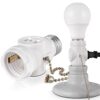 2-Pack E26 Light Socket Adapter - Converts Medium Screw Socket to Two Outlets With Pull Chain Switch - UL Listed, White