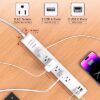 2 Pack Extension Cord 10ft Power Strip - Surge Protector with 6 Outlets 4 USB Charging Ports, Flat Plug, Overload Protection, Wall Mount for Home...