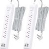 2 Pack Extension Cord 10ft Power Strip - Surge Protector with 6 Outlets 4 USB Charging Ports, Flat Plug, Overload Protection, Wall Mount for Home...