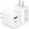 [2 Pack] LCGENS USB C Wall Charger Block 20W, Dual Port PD Power Delivery Fast Type C Charging Block Plug Compatible with iPhone...