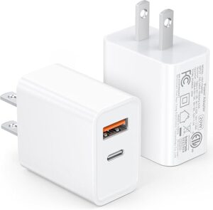 [2 Pack] LCGENS USB C Wall Charger Block 20W, Dual Port PD Power Delivery Fast Type C Charging Block Plug Compatible with iPhone...