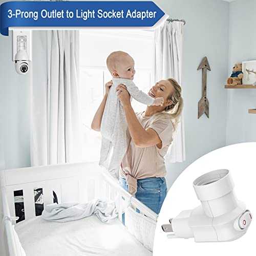 2 Pack Outlet to Socket Adapter, 360° Rotatable Plug in Light Bulb Socket with On/Off Switch, 3-Prong Outlet to E26 E27 Screw Base Bulb Socket (ETL... 2 Pack Outlet to Socket Adapter, 360° Rotatable Plug in Light Bulb Socket with On/Off Switch, 3-Prong Outlet to E26 E27 Screw Base Bulb Socket (ETL...
