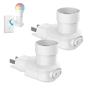 2 Pack Outlet to Socket Adapter, 360° Rotatable Plug in Light Bulb Socket with On/Off Switch, 3-Prong Outlet to E26 E27 Screw Base Bulb Socket (ETL... 2 Pack Outlet to Socket Adapter, 360° Rotatable Plug in Light Bulb Socket with On/Off Switch, 3-Prong Outlet to E26 E27 Screw Base Bulb Socket (ETL...