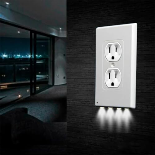 2 Pack - Wall Plate Night Light - Hello Light - LED Night Lights Built Into Electrical Outlet Wall Plates - Turn NightLight On/Off Automatically...