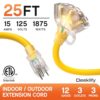 25 ft 12 Gauge Heavy Duty 3 Outlet Extension Cord Splitter with Indicator, Waterproof Outdoor Extension Cord with Multiple Outlets, 15A 1875W for... 25 ft 12 Gauge Heavy Duty 3 Outlet Extension Cord Splitter with Indicator, Waterproof Outdoor Extension Cord with Multiple Outlets, 15A 1875W for...