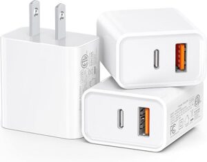 3-Pack USB C Wall Charger, 20W Durable Dual Port QC+PD 3.0 Power Adapter, ETL Certified Type C Fast Charging Block for iPhone 14/15/16/17 Pro/Pro... 3-Pack USB C Wall Charger, 20W Durable Dual Port QC+PD 3.0 Power Adapter, ETL Certified Type C Fast Charging Block for iPhone 14/15/16/17 Pro/Pro...