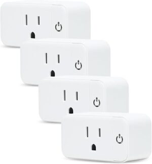4 Pack Smart Home Wi-Fi Plugs - Alexa & Google Home Compatible, White, Toggle Switch, Automatic Operation 4 Pack Smart Home Wi-Fi Plugs - Alexa & Google Home Compatible, White, Toggle Switch, Automatic Operation