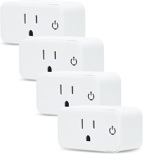 4 Pack Smart Home Wi-Fi Plugs - Alexa & Google Home Compatible, White, Toggle Switch, Automatic Operation 4 Pack Smart Home Wi-Fi Plugs - Alexa & Google Home Compatible, White, Toggle Switch, Automatic Operation