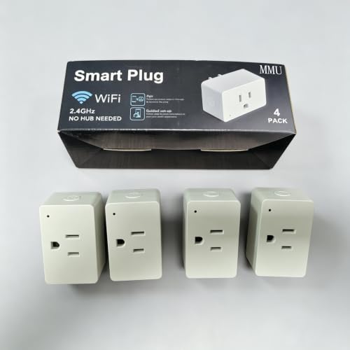 4 Pack Smart Plugs, WiFi Outlets Work with Alexa&Google Assistant, 15A/1800W Max, Smart Sockets with APP Control, Timer Plug with Group Control, No... 4 Pack Smart Plugs, WiFi Outlets Work with Alexa&Google Assistant, 15A/1800W Max, Smart Sockets with APP Control, Timer Plug with Group Control, No...