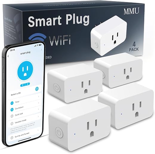 4 Pack Smart Plugs, WiFi Outlets Work with Alexa&Google Assistant, 15A/1800W Max, Smart Sockets with APP Control, Timer Plug with Group Control, No... 4 Pack Smart Plugs, WiFi Outlets Work with Alexa&Google Assistant, 15A/1800W Max, Smart Sockets with APP Control, Timer Plug with Group Control, No...