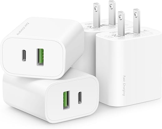 4 Pack USB C Charger Block,20W USB-C & USB-A Port Charger,for i Phone 17/16/15/14/13/12/11/X/8, i Pad and More 4 Pack USB C Charger Block,20W USB-C & USB-A Port Charger,for i Phone 17/16/15/14/13/12/11/X/8, i Pad and More