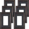 6 Pack Single Decorator Switch Covers Wall Plate, Oil Rubbed Bronze Decorative Rocker Switch Plates Outlet Covers for Receptacle, GFCI Outlet,...