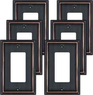 6 Pack Single Decorator Switch Covers Wall Plate, Oil Rubbed Bronze Decorative Rocker Switch Plates Outlet Covers for Receptacle, GFCI Outlet,... 6 Pack Single Decorator Switch Covers Wall Plate, Oil Rubbed Bronze Decorative Rocker Switch Plates Outlet Covers for Receptacle, GFCI Outlet,...