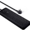 Amazon Basics 12-Outlet Surge Protector Power Strip, 4000 Joules, 8ft Extension Cord, Rectangle, for Home, Office, Gaming Room, Black