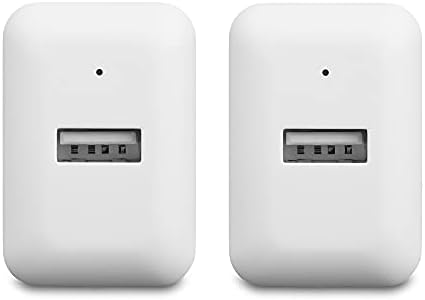 Amazon Basics 12W One-Port USB-A Wall Charger (2.4A), Portable, for Phones (iPhone 16/15/14/13/12/11/X, Samsung, and more), 2-Pack, White