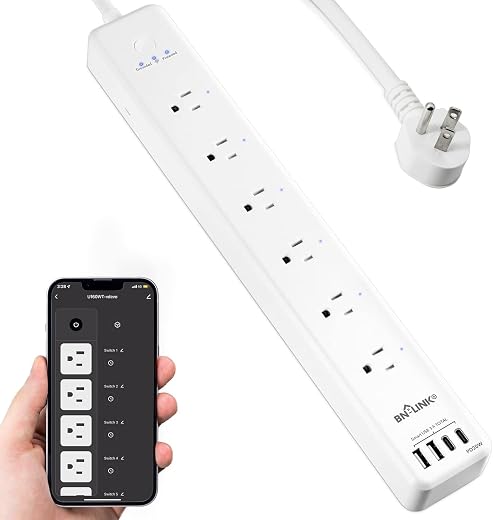 BN LINK Smart Plug Power Strip，Surge Protector with 6 Individually Controlled Smart Outlets, 4 USBs (incl. 20W USB-C), Compatible with Alexa and...