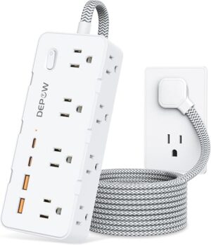 DEPOW Power Strip Surge Protector, 5FT Braided Extension Cord with Multiple Outlets-8 AC Outlets 4 USB Ports (2 USB C), Flag Plug Charging Station,... DEPOW Power Strip Surge Protector, 5FT Braided Extension Cord with Multiple Outlets-8 AC Outlets 4 USB Ports (2 USB C), Flag Plug Charging Station,...