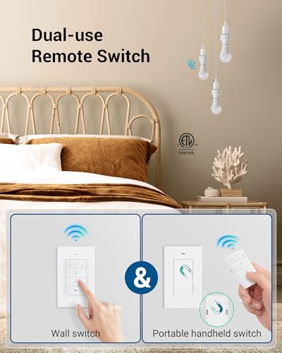 DEWENWILS Remote Control Light Socket, Wireless Light Switch for Pull Chain Light Lamp Fixtures, 100FT Range, No Wiring Needed, ETL Listed(1 Wall...