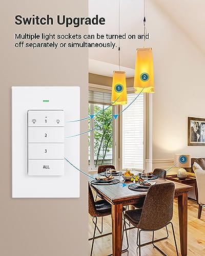 DEWENWILS Remote Control Light Socket, Wireless Light Switch for Pull Chain Light Lamp Fixtures, 100FT Range, No Wiring Needed, ETL Listed(1 Wall...
