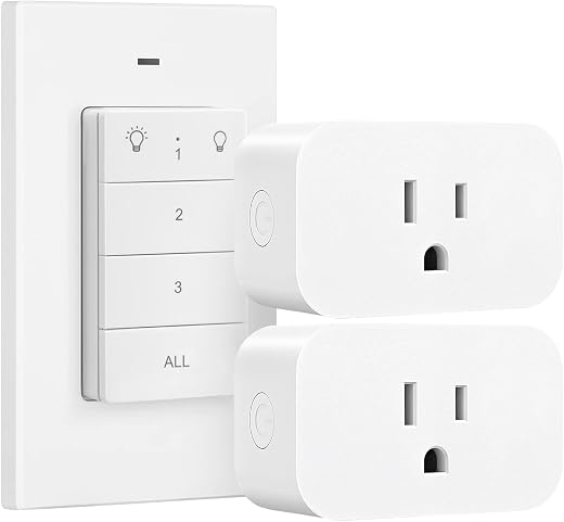 DEWENWILS Remote Control Outlet, Wall Mounted Wireless Light Switch, 2 Independent Control Sockets Electrical Remote Outlet Switch for Lamps, Fans,...