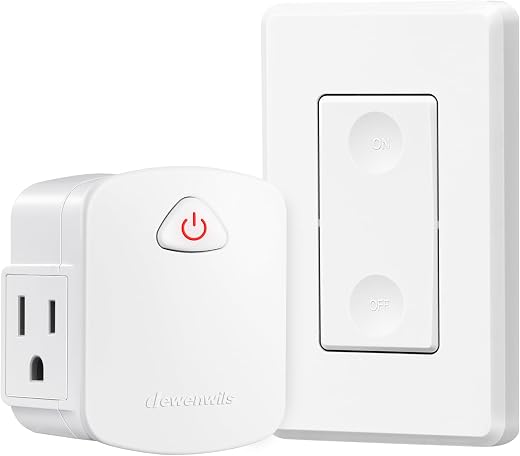 DEWENWILS Remote Control Outlet Wireless Wall Switch, 15A/1875W Wireless Light Switch, Remote Plug Outlet for Lamps, Fans, Household Appliance, 100...