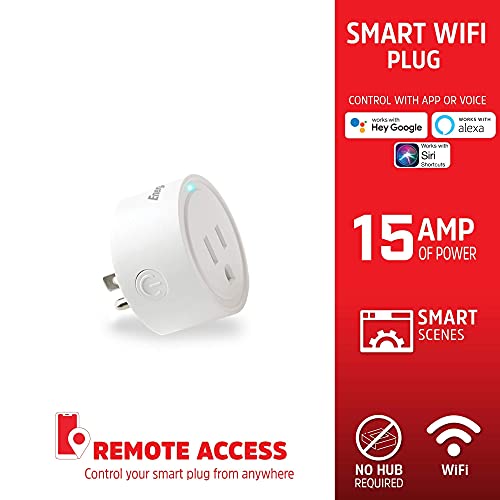 Energizer Connect Smart WiFi Plug 2 Pack, Mobile Connect App Enabled, Voice Controlled, Alexa, Echo, Siri, Hey Google Enabled, No Hub Required,...
