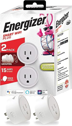 Energizer Connect Smart WiFi Plug 2 Pack, Mobile Connect App Enabled, Voice Controlled, Alexa, Echo, Siri, Hey Google Enabled, No Hub Required,... Energizer Connect Smart WiFi Plug 2 Pack, Mobile Connect App Enabled, Voice Controlled, Alexa, Echo, Siri, Hey Google Enabled, No Hub Required,...