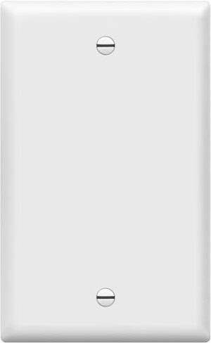 ENERLITES Blank Cover Wall Plate, Gloss Finish, Standard Size 1-Gang 4.50" x 2.76", Polycarbonate Thermoplastic, 8801-W, White ENERLITES Blank Cover Wall Plate, Gloss Finish, Standard Size 1-Gang 4.50" x 2.76", Polycarbonate Thermoplastic, 8801-W, White