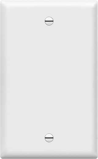 ENERLITES Blank Cover Wall Plate, Gloss Finish, Standard Size 1-Gang 4.50" x 2.76", Polycarbonate Thermoplastic, 8801-W, White