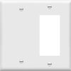 ENERLITES Combination Decorator Rocker/Blank Outlet Wall Plate, Standard Size, 2-Gang 4.50 inch x 4.57 inch Light Switch Cover, Polycarbonate...