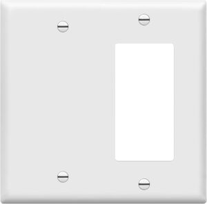 ENERLITES Combination Decorator Rocker/Blank Outlet Wall Plate, Standard Size, 2-Gang 4.50 inch x 4.57 inch Light Switch Cover, Polycarbonate... ENERLITES Combination Decorator Rocker/Blank Outlet Wall Plate, Standard Size, 2-Gang 4.50 inch x 4.57 inch Light Switch Cover, Polycarbonate...