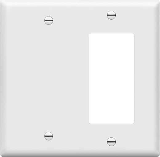 ENERLITES Combination Decorator Rocker/Blank Outlet Wall Plate, Standard Size, 2-Gang 4.50 inch x 4.57 inch Light Switch Cover, Polycarbonate...