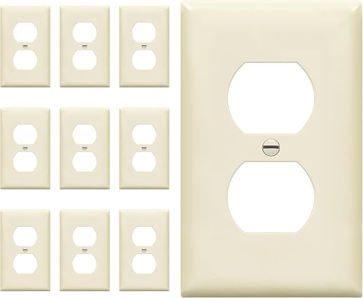 ENERLITES Duplex Receptacle Outlet Wall Plate, Size 1-Gang 4.50" x 2.76", Unbreakable Polycarbonate Thermoplastic, UL Listed, 8821-LA-10PCS, Light...