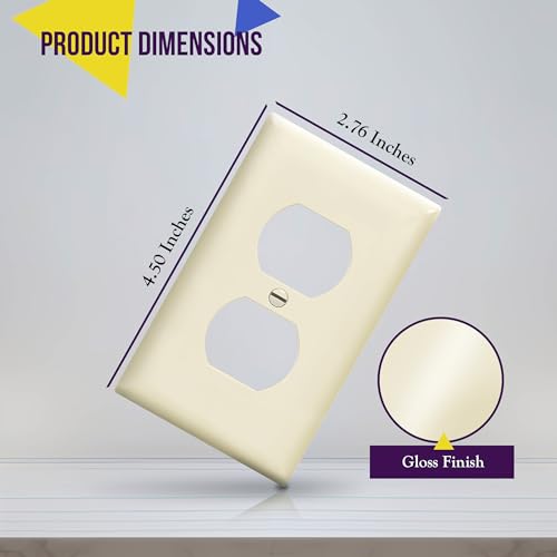 ENERLITES Duplex Receptacle Outlet Wall Plate, Size 1-Gang 4.50" x 2.76", Unbreakable Polycarbonate Thermoplastic, UL Listed, 8821-LA-10PCS, Light...