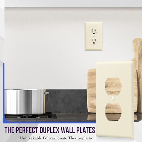 ENERLITES Duplex Receptacle Outlet Wall Plate, Size 1-Gang 4.50" x 2.76", Unbreakable Polycarbonate Thermoplastic, UL Listed, 8821-LA-10PCS, Light...