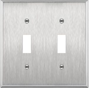 ENERLITES Toggle Light Switch Stainless Steel Wall Plate, Metal Plate Corrosive Resistant Cover for Rotary Dimmers Lights, Size 2-Gang 4.50" x... ENERLITES Toggle Light Switch Stainless Steel Wall Plate, Metal Plate Corrosive Resistant Cover for Rotary Dimmers Lights, Size 2-Gang 4.50" x...