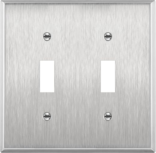 ENERLITES Toggle Light Switch Stainless Steel Wall Plate, Metal Plate Corrosive Resistant Cover for Rotary Dimmers Lights, Size 2-Gang 4.50" x...