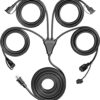 Eversimpleinc Black 1 to 4 Splitter Extension Cord (Combined 46 FT, End to End 28 FT), 3 Prong Plug with 4 Extended Outlets, with Weatherproof...