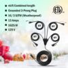 Eversimpleinc Black 1 to 4 Splitter Extension Cord (Combined 46 FT, End to End 28 FT), 3 Prong Plug with 4 Extended Outlets, with Weatherproof...