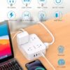 Extension Cord 10 Ft, Ultra Thin Flat Plug Power Strip Surge Protector with 8 Outlets 4 USB Ports (2 USB C), HANYCONY Outlet Extender Desk Charging...