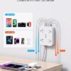 Flat Plug Extension Cord, HANYCONY 5ft Power Strip with 4 USB Ports(2 USB C), 4 Widely Outlets Extender, Wall Mount, Desk Charging Station for...
