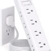 Flat Plug Power Strip, Ultra Thin Flat Extension Cord - Addtam 12 Outlet 3 Sides Multiple Outlets, 5Ft, 1050J Surge Protector, Wall Mount, Desk...