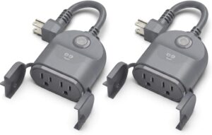 Geeni Outdoor Duo Wi-Fi Smart Plug | 2 Weatherproof Outlets, Compatible with Alexa & Google Assistant | Wireless Remote Control & Timer for Holiday...